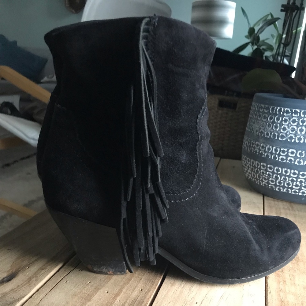 Sam Edelman Louie Fringe Ankle boots, BLACK